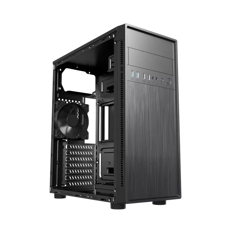 Caixa de PC GEMBIRD Fornax 160 Mini Tower – preta, SPCC, suporta ITX/mATX/ATX, 1×3,5 polegadas + 3×2,5 polegadas baías, 7 slots de expansão, 445×185×390 mm