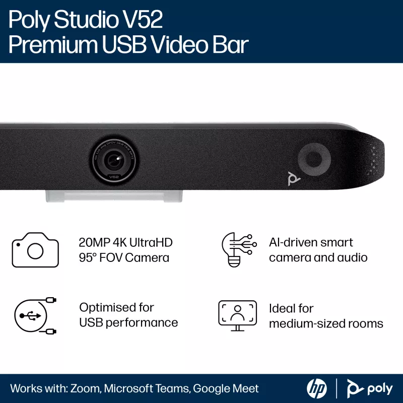 HP Poly Studio V52 Barra de vídeo USB