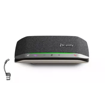 HP Poly Sync 20-M Speakerphone Adaptador USB-C/A, preto, Windows 10, Windows 11, MacOS, 20 h, CCC, CB, EAC, RoHS, BIS, Federal Communications Commission (FCC), CE, BSMI, 34 mm