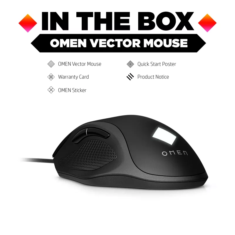 Rato HP OMEN Vector, destro, IR-LED, USB Type-A, 16000 DPI, 1 ms, preto
