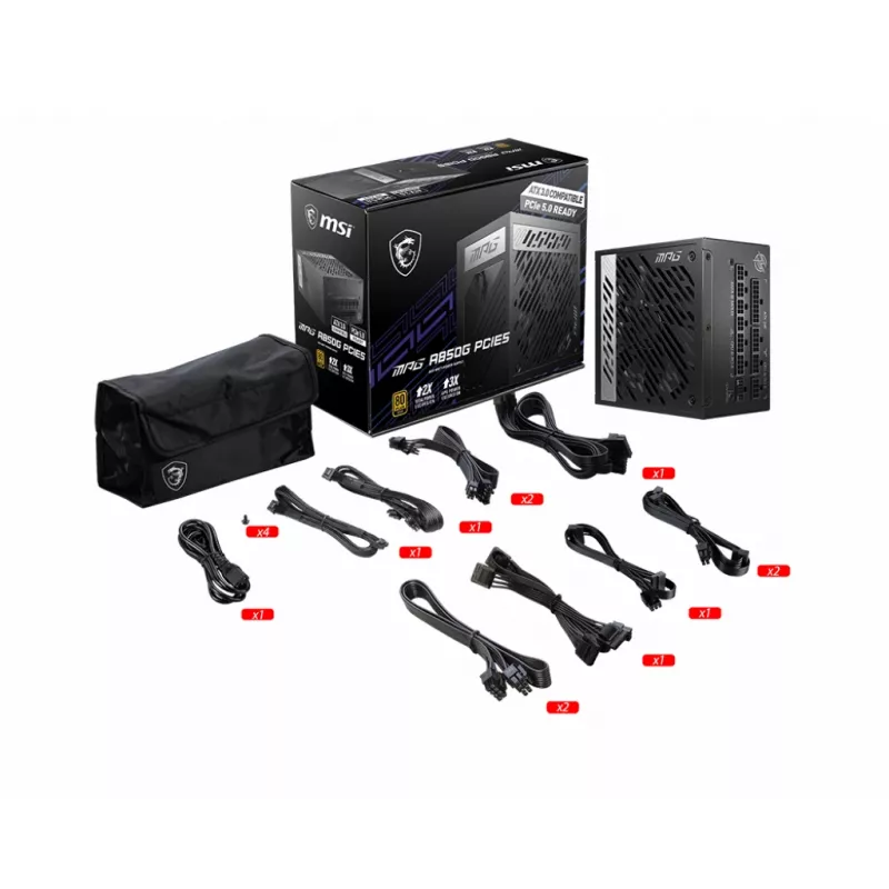Fonte de alimentação MSI MPG A850G PCIE5 850 W 24-Pin ATX ATX preto