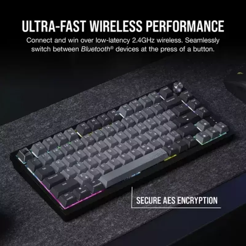 Teclado mecânico de gaming Corsair K65 PLUS WIRELESS RGB Wireless USB preto