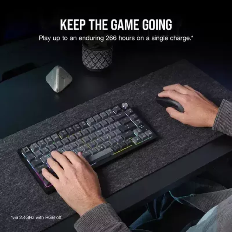 Teclado mecânico de gaming Corsair K65 PLUS WIRELESS RGB Wireless USB preto