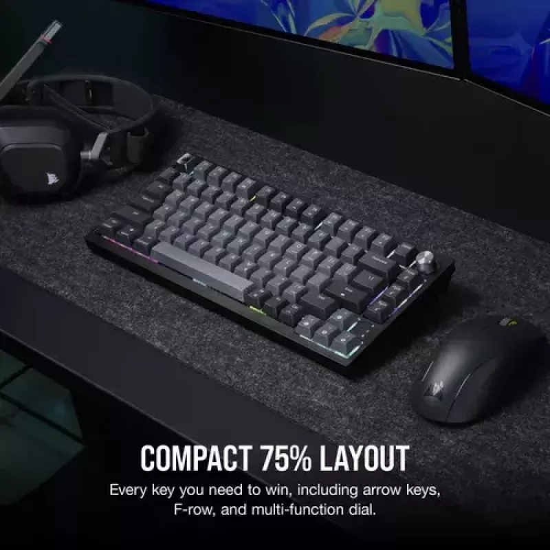 Teclado mecânico de gaming Corsair K65 PLUS WIRELESS RGB Wireless USB preto