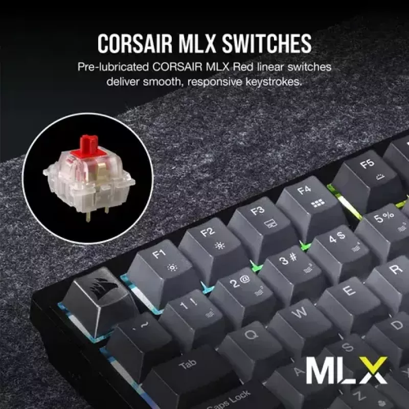 Teclado mecânico de gaming Corsair K65 PLUS WIRELESS RGB Wireless USB preto