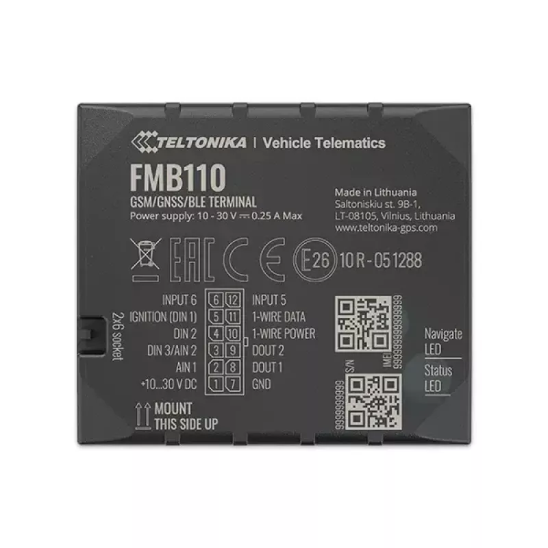 Rastreador GPS Teltonika FMB110 Automóvel Preto resistente ao pó 0,128 GB