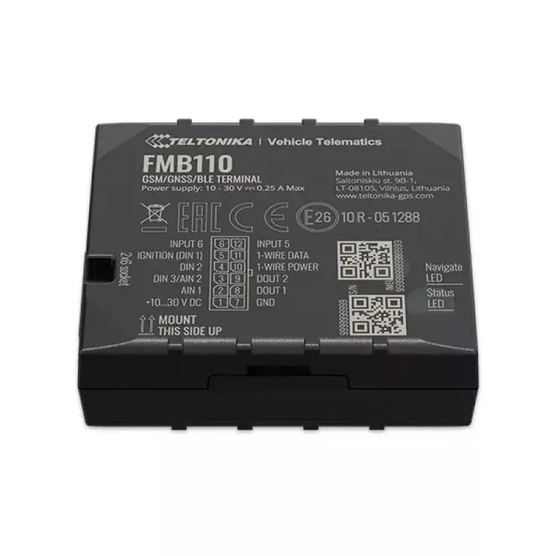 Rastreador GPS Teltonika FMB110 Automóvel Preto resistente ao pó 0,128 GB