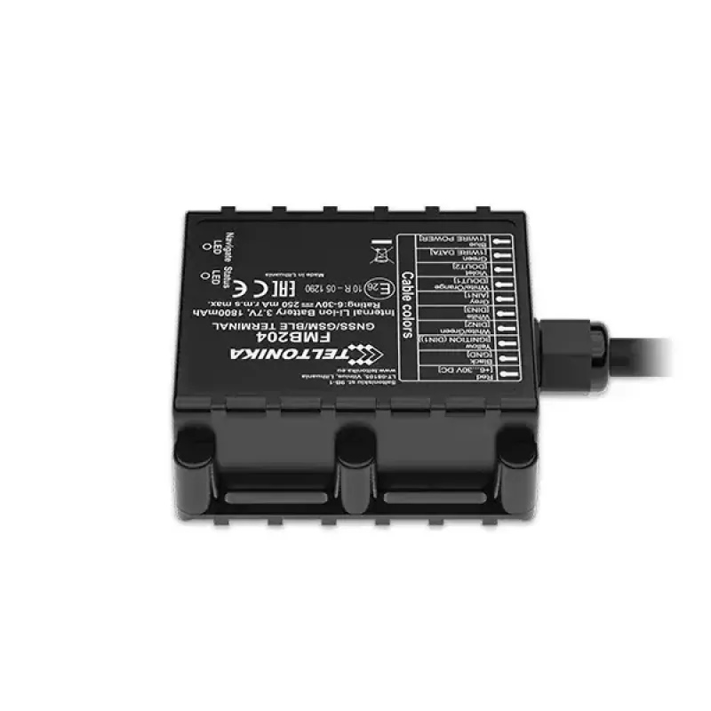 Rastreador GPS Teltonika FMB204 Universal Preto Single SIM 1800 mAh