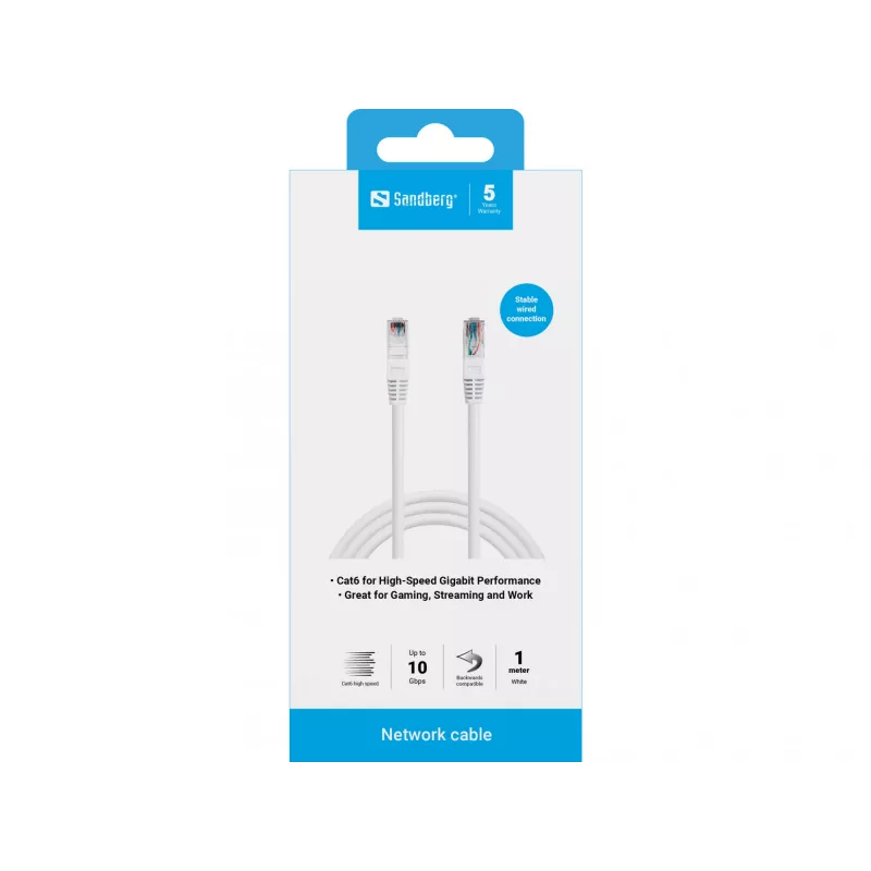 Cabo de rede Sandberg UTP Cat6 RJ-45 1 m branco