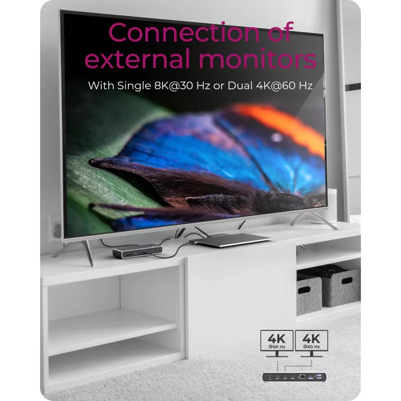 ICY BOX IB-DK8801-TB4 com fios Thunderbolt 4 antracite, preto