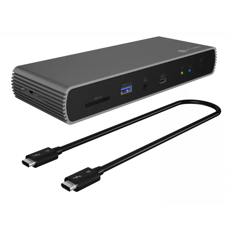 ICY BOX IB-DK8801-TB4 com fios Thunderbolt 4 antracite, preto