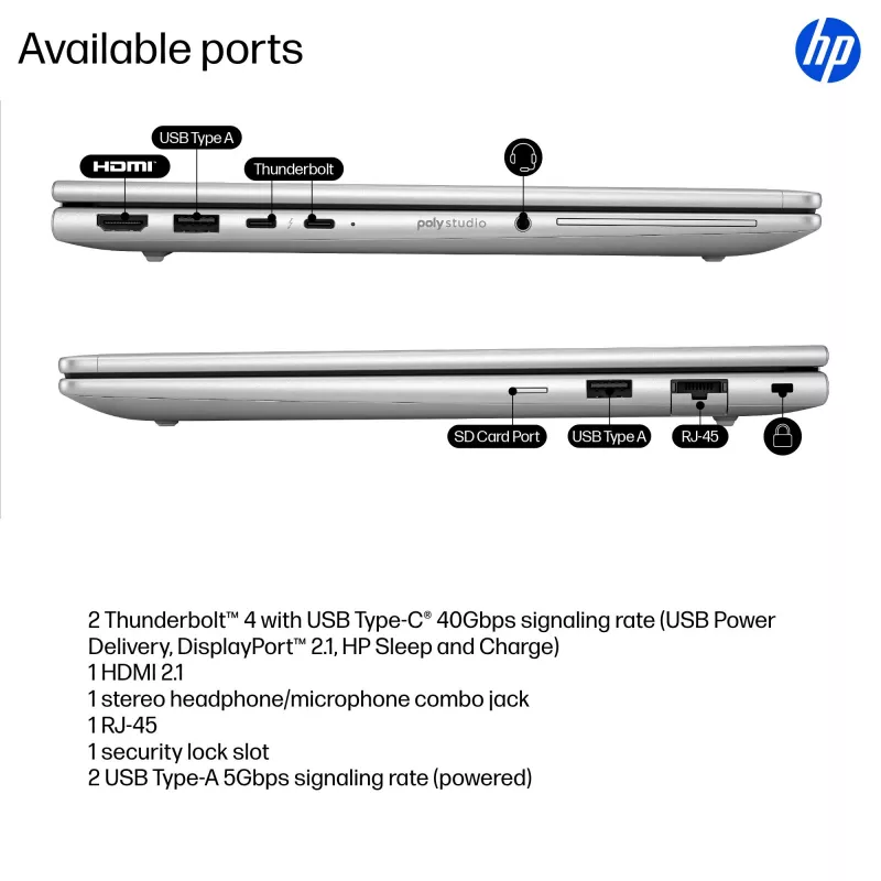 HP EliteBook 6 G1i Intel Core Ultra 5 225U Portátil 33,8 cm (13,3 polegadas) WUXGA 16 GB DDR5-SDRAM Wi-Fi 7 (802.11be) Windows 11 Pro AI PC prateado