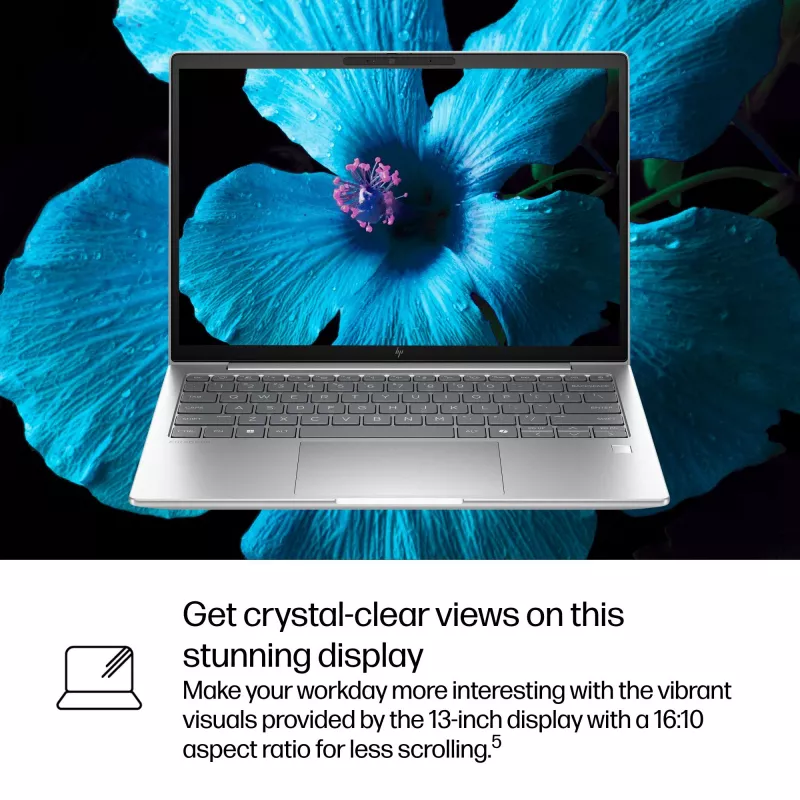 HP EliteBook 6 G1i Intel Core Ultra 5 225U Portátil 33,8 cm (13,3 polegadas) WUXGA 16 GB DDR5-SDRAM Wi-Fi 7 (802.11be) Windows 11 Pro AI PC prateado