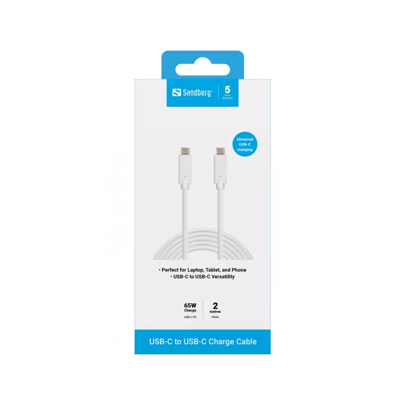 Cabo de carregamento USB-C Sandberg 136-17 2M 65W