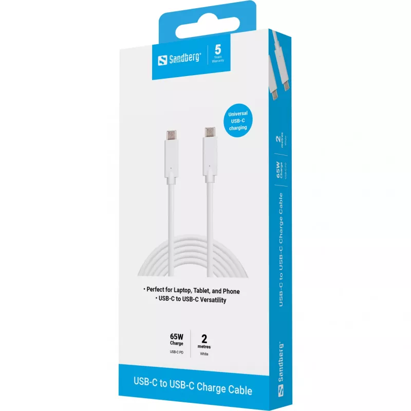 Cabo de carregamento USB-C Sandberg 136-17 2M 65W