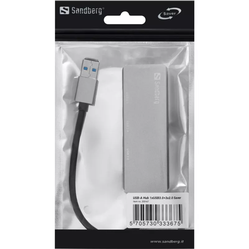 Hub USB-A Sandberg 1xUSB3.0+3x2.0 SAVER