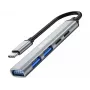 Hub Sandberg USB-C para 3xUSB-A+2xUSB-C SAVER USB 3.2 Gen 1 cinzento alumínio