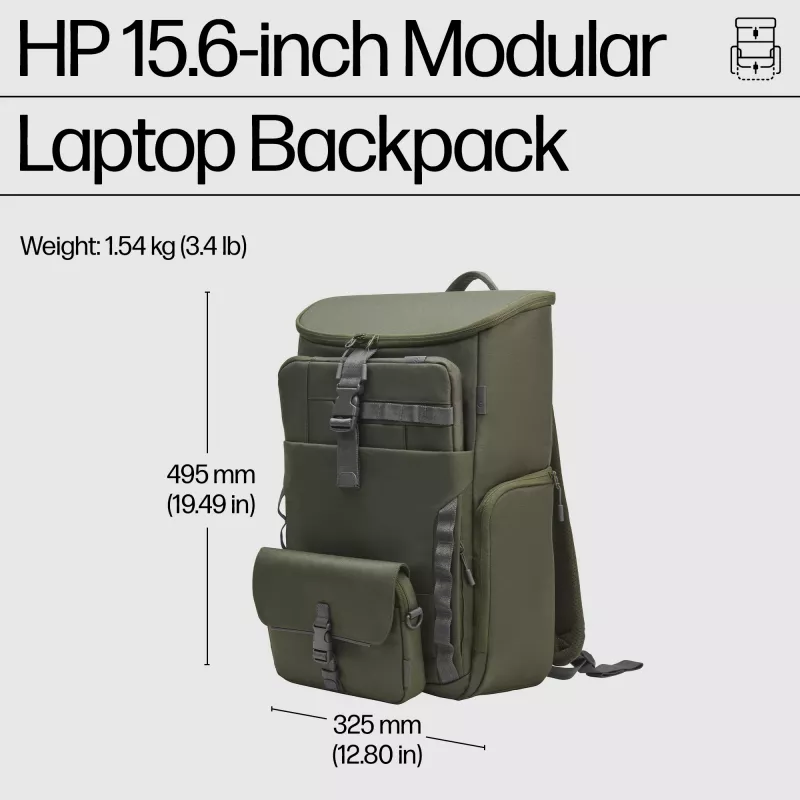 Mochila HP 15.6 polegadas Modular Laptop Backpack Tamanho máximo do ecrã 39,6 cm Peso 1,54 kg