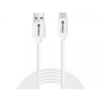 Cabo Sandberg USB-C > USB-A 2.0 2M SAVER branco