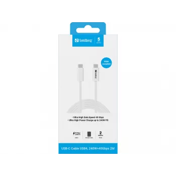 Cabo Sandberg USB-C>C USB4 240W 40Gbps 2M