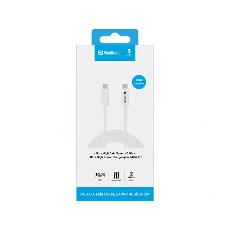 Cabo Sandberg USB-C>C USB4 240W 40Gbps 2M