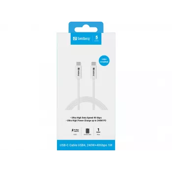 Cabo Sandberg USB-C>C USB4 240W 40Gbps 1M