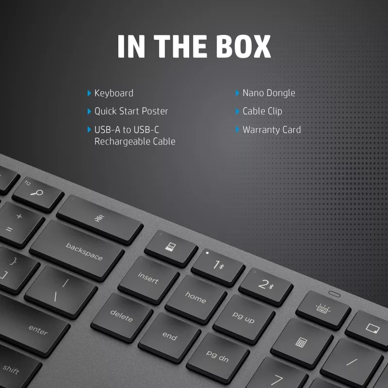 Teclado HP 975 Dual-Mode sem fios tamanho completo mecânico QWERTY
