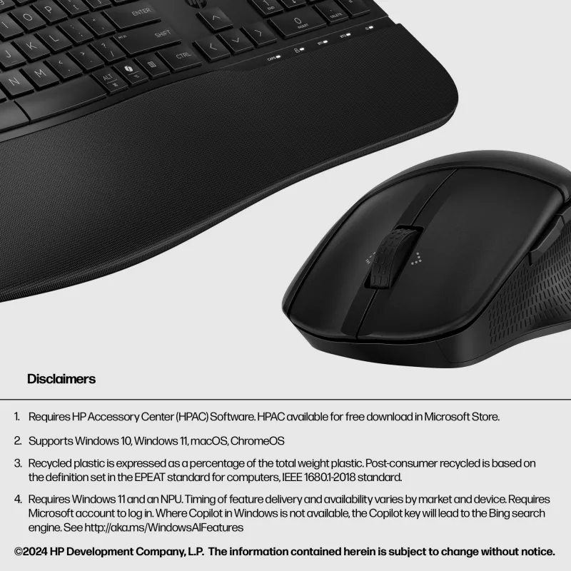 Conjunto de teclado e rato HP 685 Comfort Dual-Mode tamanho completo sem fios Bluetooth