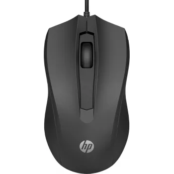 Rato com fio HP 100, ambidestro, ótico, USB Type-A, 1600 DPI, preto