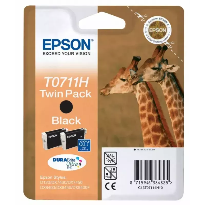 Epson Giraffe Twinpack preto T0711H tinta DURABrite Ultra
