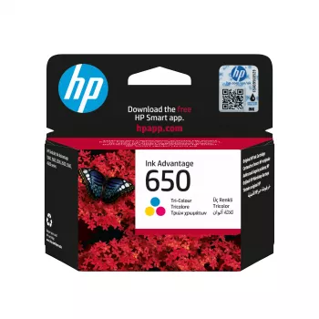 Cartucho HP 650 tri-color original Ink Advantage, ciano, magenta, amarelo, 1 unid., 200 páginas