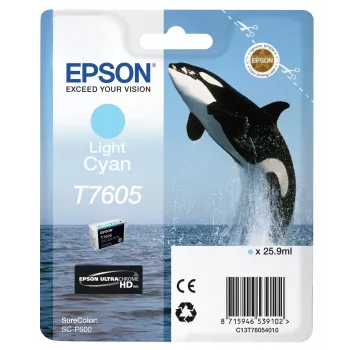 Epson T7605 ciano claro, ciano claro, tinta pigmentada, 25,9 ml, 1 unid.