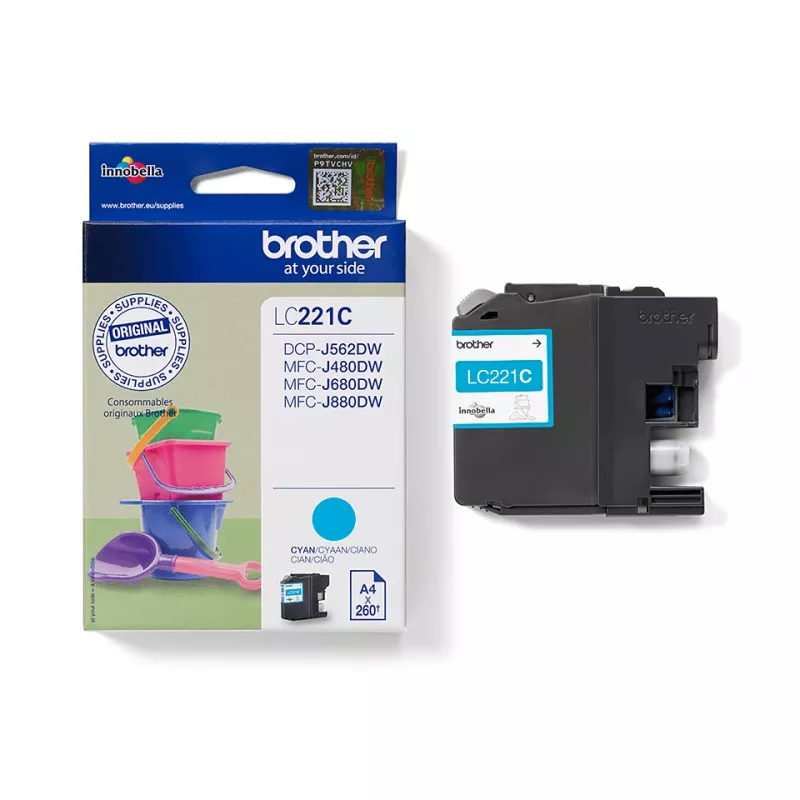 Tinteiro Brother LC-221C tinta azul 260 páginas DCPJ562DW MFCJ480DW