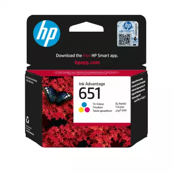 HP 651 tri-color original Ink Advantage tinteiro, ciano, magenta, amarelo, 1 unid., 300 páginas