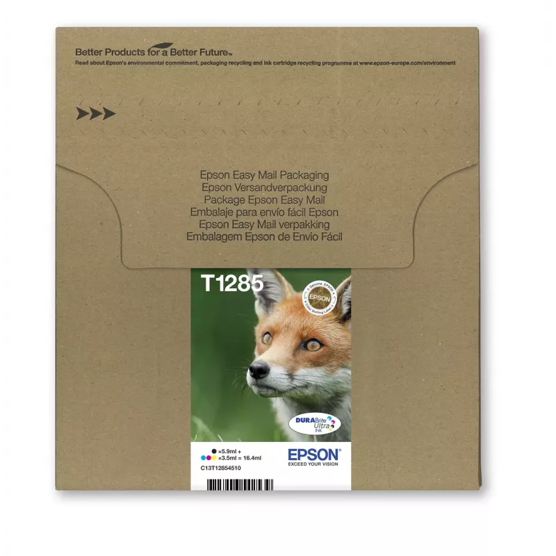 Tinteiros multipack jato de tinta Epson Fox T128 EasyMail — 4 cores (preto 5,9 ml; ciano/magenta/amarelo 3,5 ml)