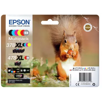 Epson Squirrel multipack 6 cores 378XL / 478XL Claria Photo HD tinta