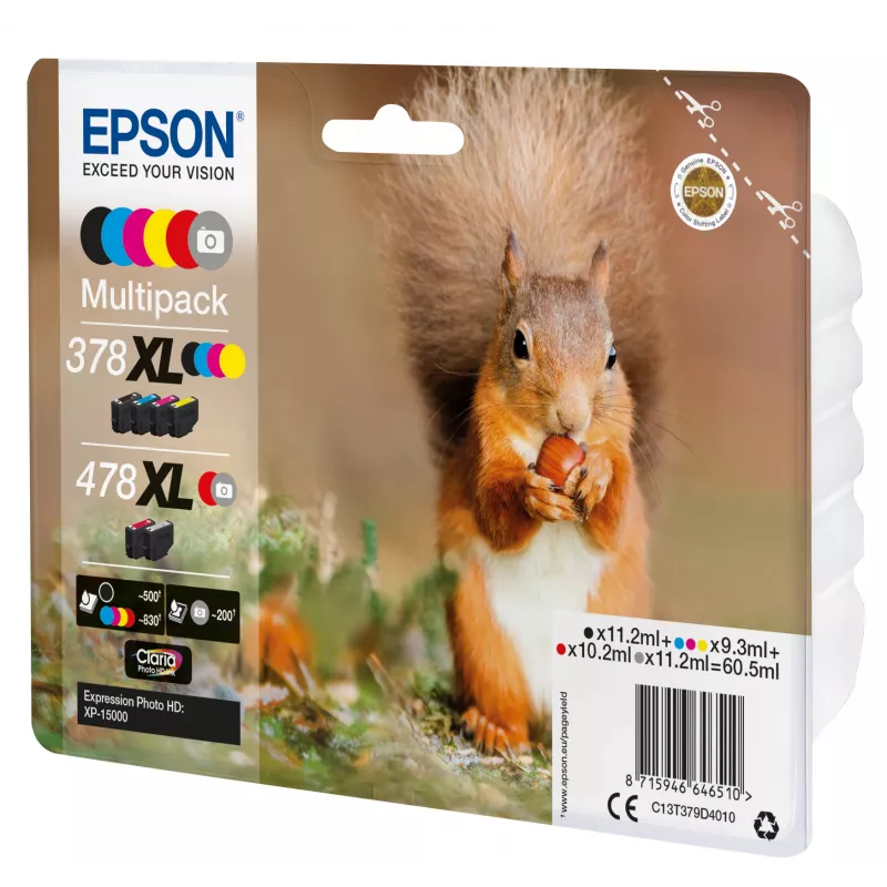 Epson Squirrel multipack 6 cores 378XL / 478XL Claria Photo HD tinta