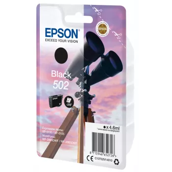 Epson embalagem individual preto 502 tinta, autonomia padrão, preto, tinta pigmentada, 4,6 ml, 1 unid., 210 páginas