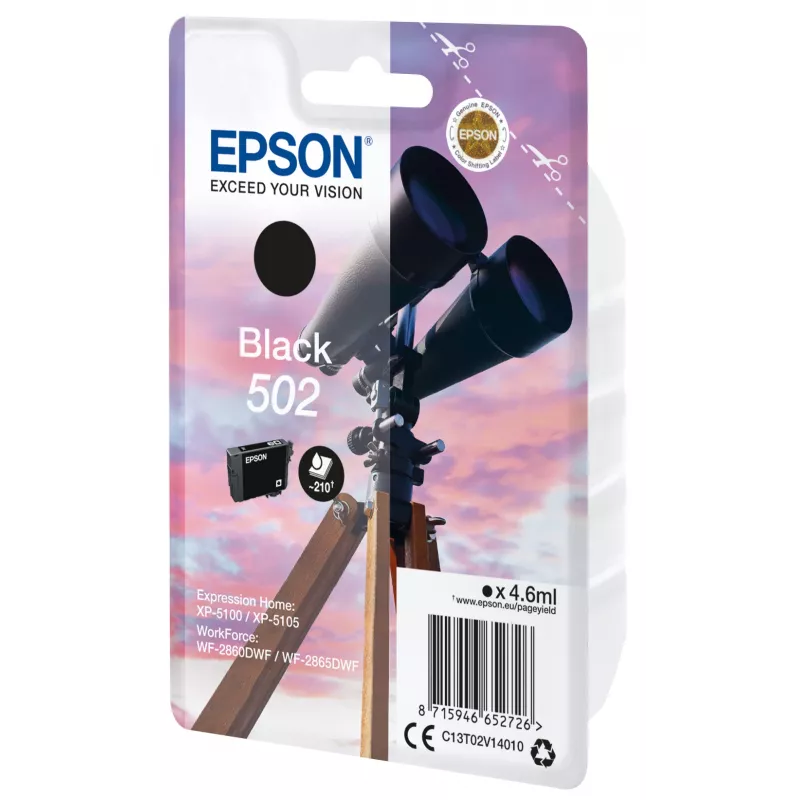 Epson 502 C13T02V14020 cartucho de tinta, preto, 4,6 ml