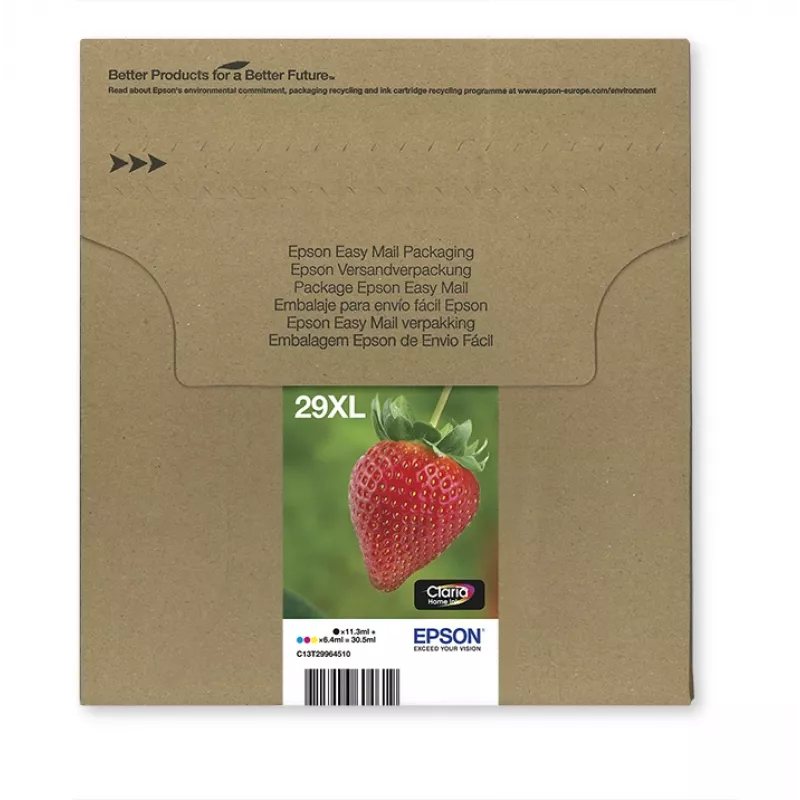 Epson Strawberry multipack 4 cores 29XL EasyMail, alta (XL) autonomia, preto, ciano, magenta, amarelo, 11,3 ml, 6,4 ml, 1 unid., embalagem múltipla