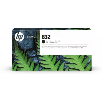 Cartucho de tinta látex HP 832 1 litro preto, impressoras HP Latex 700, 700 W, 800, 800 W, jato de tinta térmico, preto, China, Estados Unidos, Singapura, 243 mm, 64 mm