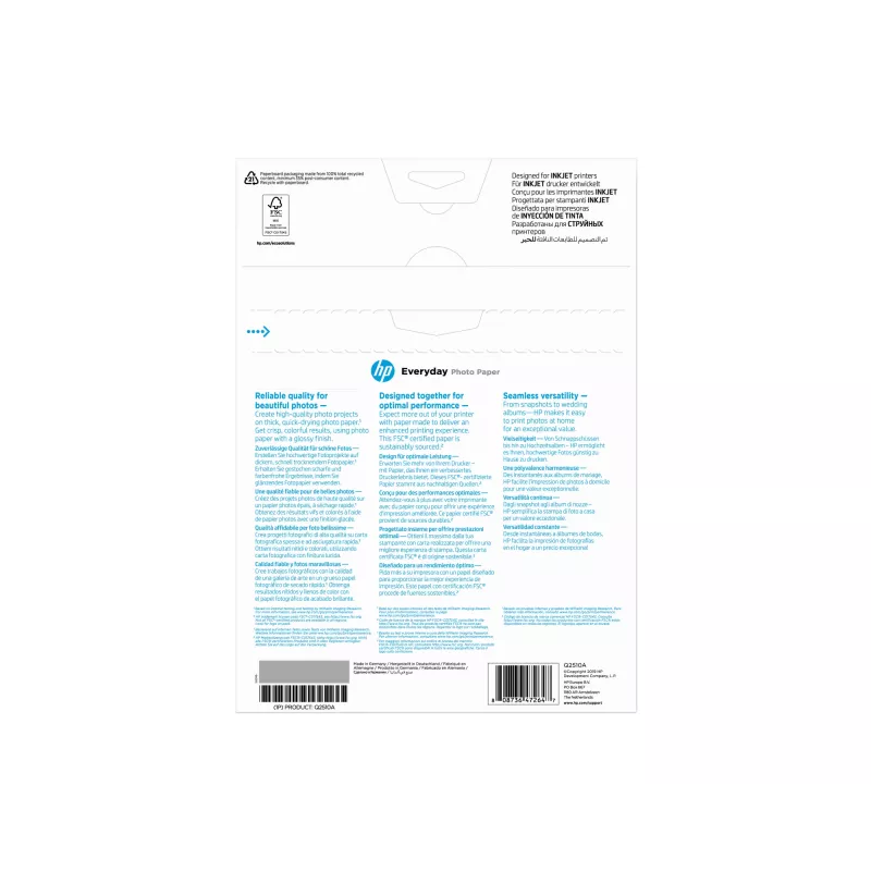 Papel fotográfico HP Everyday, brilhante, 200 g/m², A4 (210 x 297 mm), 100 folhas