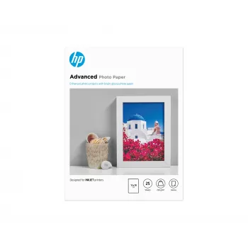 Papel fotográfico avançado HP, brilhante, 250 g/m², 13 x 18 cm (127 x 178 mm), 25 folhas