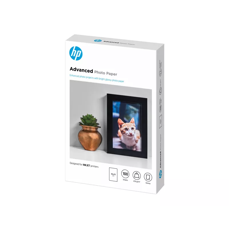 Papel fotográfico avançado HP brilhante 250 g/m2 10 x 15 cm (101 x 152 mm) 100 folhas