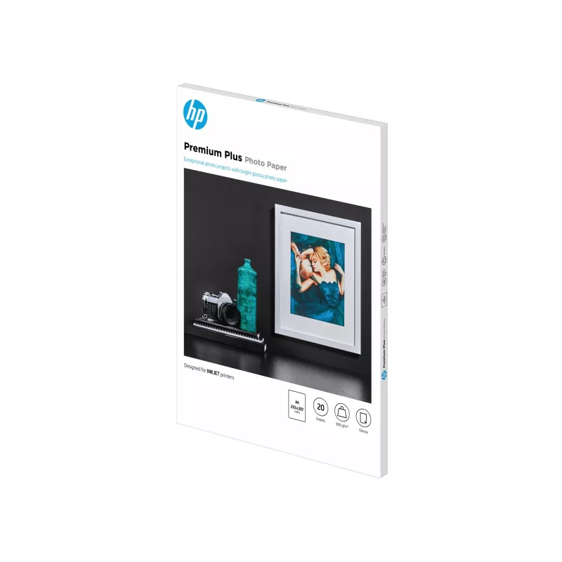 HP CR672A Premium Plus Glossy papel fotográfico brilhante, A4 (210 x 297 mm), 300 g/m², 20 folhas