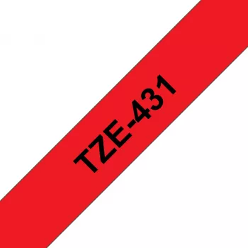 Fita de etiquetagem Brother TZE-431 preto sobre vermelho