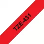 Fita de etiquetagem Brother TZE-431 preto sobre vermelho