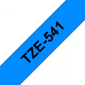 Fita laminada Brother 18 mm, preto sobre azul, TZe, cinzento, transferência térmica, Filipinas, 5 ano(s)