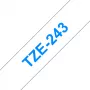 Fita de etiquetagem Brother TZE-243 azul sobre branco