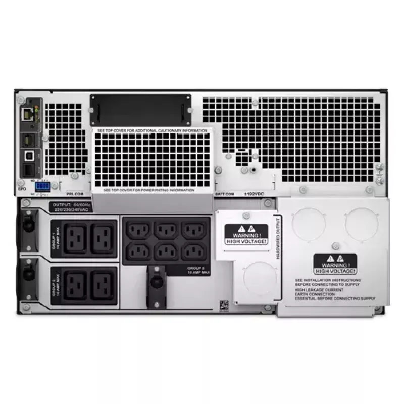 APC Smart-UPS On-Line SRT8KRMXLI - 8kW/VA, 6x C13 + 4x C19 + saída monofásica Hardwire, montagem em rack, NMC integrado